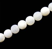 Agat perler. Krakeleret - forvitret. Hvid. Mat. 10 mm.